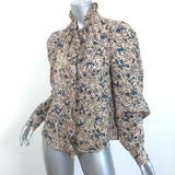Isabel Marant Etoile Ruffled Button Down Shirt Beige Printed Linen Size 38