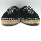 Dolce & Gabbana Crystal Cross-Embroidered Espadrilles Black Velvet Size 9