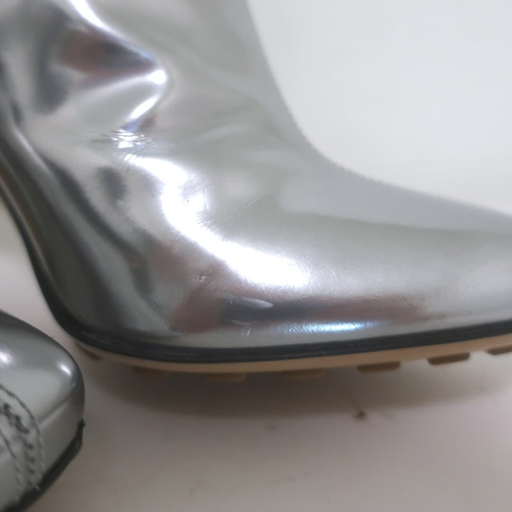 Bottega Veneta Canalazzo Mirrored Leather Knee-High Boots Silver Size 37