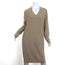 Hermes Horsebit Knit V-Neck Sweater Dress Taupe Wool-Cashmere Size 38