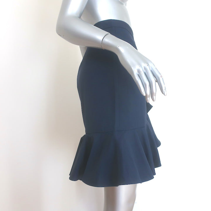 Stella McCartney Ruffled Mini Skirt Navy Cotton-Blend Size 44