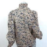 Isabel Marant Etoile Ruffled Button Down Shirt Beige Printed Linen Size 38