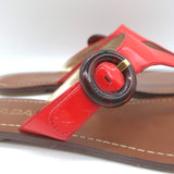 Prada Thong Sandals Red Patent Leather Size 39.5 Flat Slides