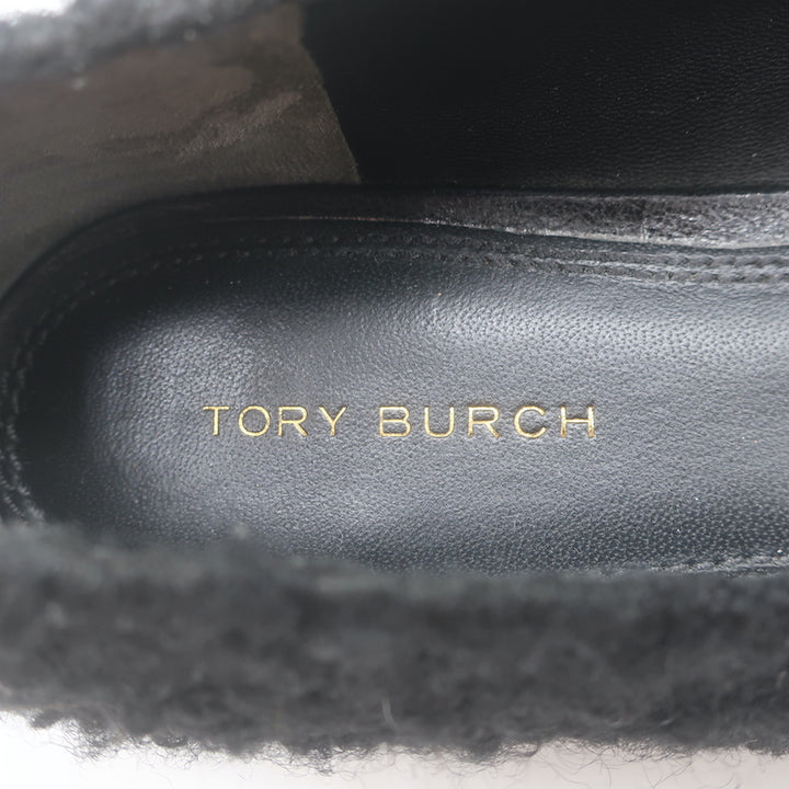 Tory Burch Eleanor Logo Boucle Ballet Flats Black Size 7.5