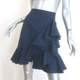 Stella McCartney Ruffled Mini Skirt Navy Cotton-Blend Size 44