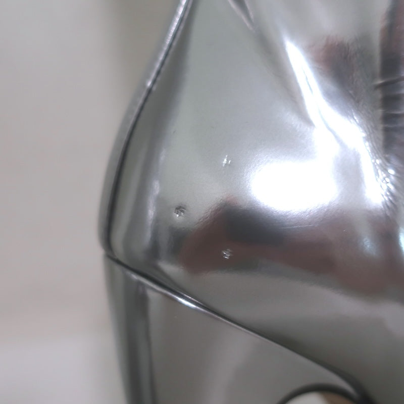 Bottega Veneta Canalazzo Mirrored Leather Knee-High Boots Silver Size 37