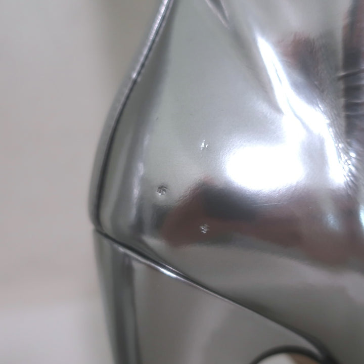 Bottega Veneta Canalazzo Mirrored Leather Knee-High Boots Silver Size 37