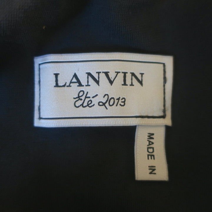 Lanvin Twist-Front One Shoulder Dress Charcoal Ruched Stretch Cotton Size 36