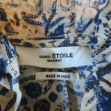 Isabel Marant Etoile Ruffled Button Down Shirt Beige Printed Linen Size 38
