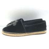 Dolce & Gabbana Crystal Cross-Embroidered Espadrilles Black Velvet Size 9