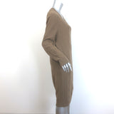 Hermes Horsebit Knit V-Neck Sweater Dress Taupe Wool-Cashmere Size 38