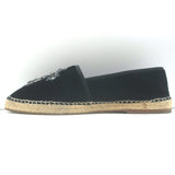 Dolce & Gabbana Crystal Cross-Embroidered Espadrilles Black Velvet Size 9