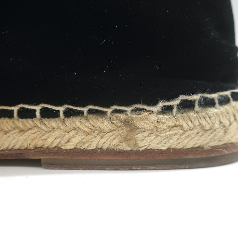 Dolce &amp; Gabbana Crystal Cross-Embroidered Espadrilles Black Velvet Size 9