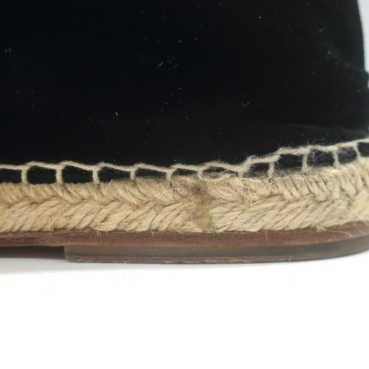 Dolce &amp; Gabbana Crystal Cross-Embroidered Espadrilles Black Velvet Size 9