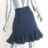 Stella McCartney Ruffled Mini Skirt Navy Cotton-Blend Size 44