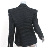 Balmain Blazer Black Zebra Tonal Jacquard Size 40 One-Button Jacket