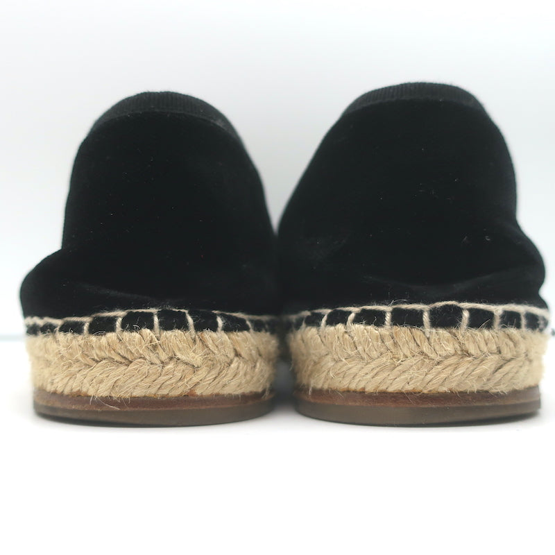 Dolce &amp; Gabbana Crystal Cross-Embroidered Espadrilles Black Velvet Size 9
