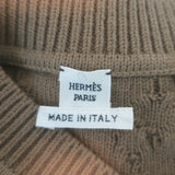 Hermes Horsebit Knit V-Neck Sweater Dress Taupe Wool-Cashmere Size 38