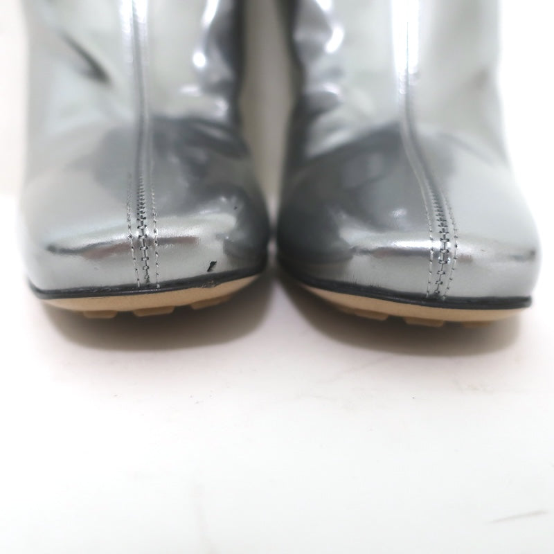Bottega Veneta Canalazzo Mirrored Leather Knee-High Boots Silver Size 37