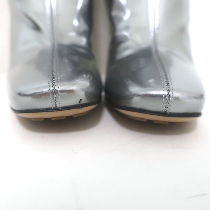 Bottega Veneta Canalazzo Mirrored Leather Knee-High Boots Silver Size 37