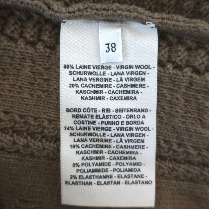 Hermes Horsebit Knit V-Neck Sweater Dress Taupe Wool-Cashmere Size 38