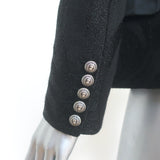 Balmain Blazer Black Zebra Tonal Jacquard Size 40 One-Button Jacket