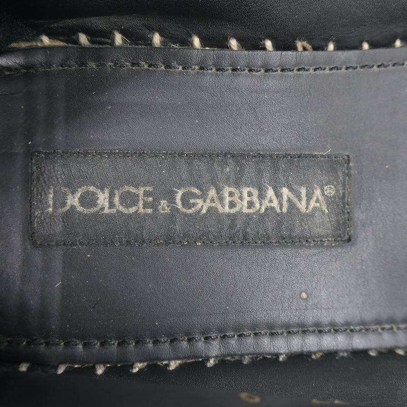 Dolce &amp; Gabbana Crystal Cross-Embroidered Espadrilles Black Velvet Size 9