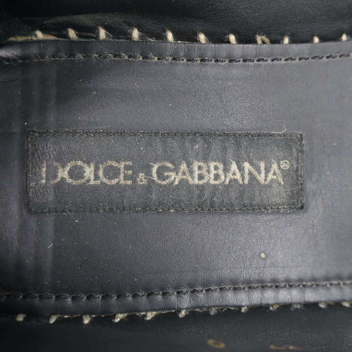Dolce &amp; Gabbana Crystal Cross-Embroidered Espadrilles Black Velvet Size 9