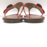 Prada Thong Sandals Red Patent Leather Size 39.5 Flat Slides