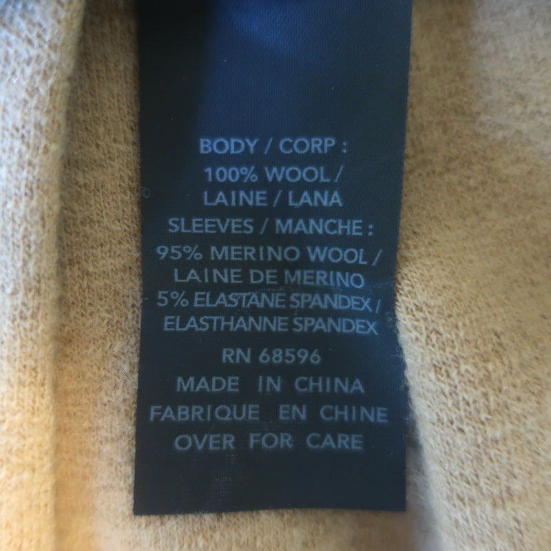 Donna Karan Ribbed-Sleeve Pleated Front Dress Camel Wool Size Petite