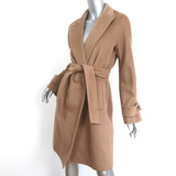 Max Mara Megaton Camel Hair Wrap Coat Size 42 Belted Jacket