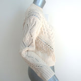 Vince Fringed Cable Knit Sweater Ivory Merino Wool-Cashmere Size Small
