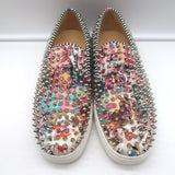 Christian Louboutin Roller Boat Spiked Slip-On Sneakers Printed Patent Size 41.5