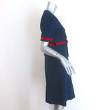 Gucci Web Bow Puff Sleeve Dress Royal Blue Stretch Jersey Size Extra Large NEW