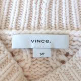 Vince Fringed Cable Knit Sweater Ivory Merino Wool-Cashmere Size Small