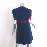 Gucci Web Bow Puff Sleeve Dress Royal Blue Stretch Jersey Size Extra Large NEW