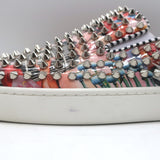 Christian Louboutin Roller Boat Spiked Slip-On Sneakers Printed Patent Size 41.5