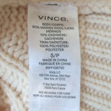 Vince Fringed Cable Knit Sweater Ivory Merino Wool-Cashmere Size Small