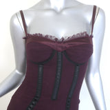 Dolce & Gabbana Mesh Bustier Dress Burgundy Stretch Cotton Size 40 US 0