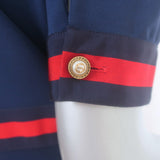 Gucci Web Bow Puff Sleeve Dress Royal Blue Stretch Jersey Size Extra Large NEW