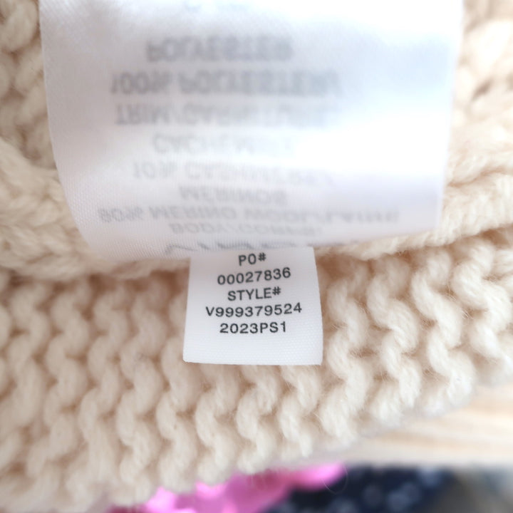 Vince Fringed Cable Knit Sweater Ivory Merino Wool-Cashmere Size Small