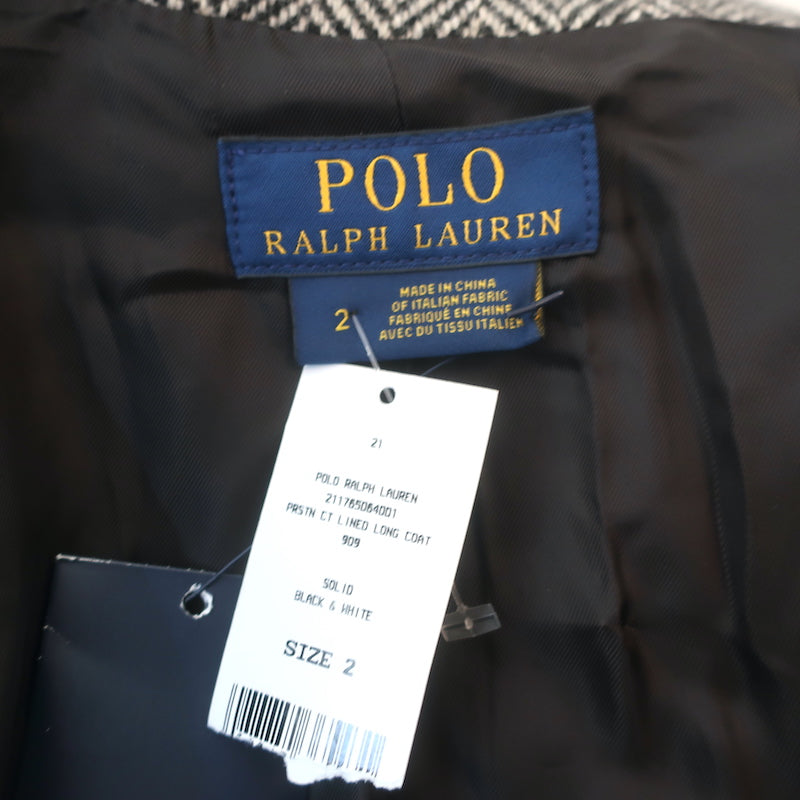 Polo Ralph Lauren Elbow Patch Coat Gray Herringbone Tweed Size 2