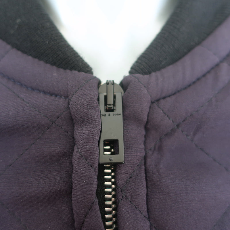 Rag &amp; Bone Pacific Leather-Sleeve Quilted Jacket Eggplant/Black Size Small