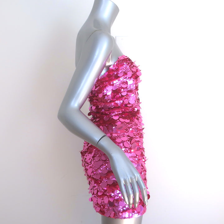 Retrofete Nolia Sequin Strapless Mini Dress Pink Size Small