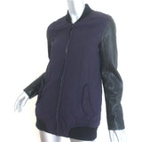 Rag & Bone Pacific Leather-Sleeve Quilted Jacket Eggplant/Black Size Small