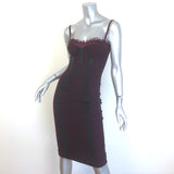 Dolce & Gabbana Mesh Bustier Dress Burgundy Stretch Cotton Size 40 US 0