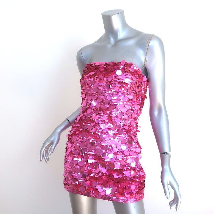 Retrofete Nolia Sequin Strapless Mini Dress Pink Size Small