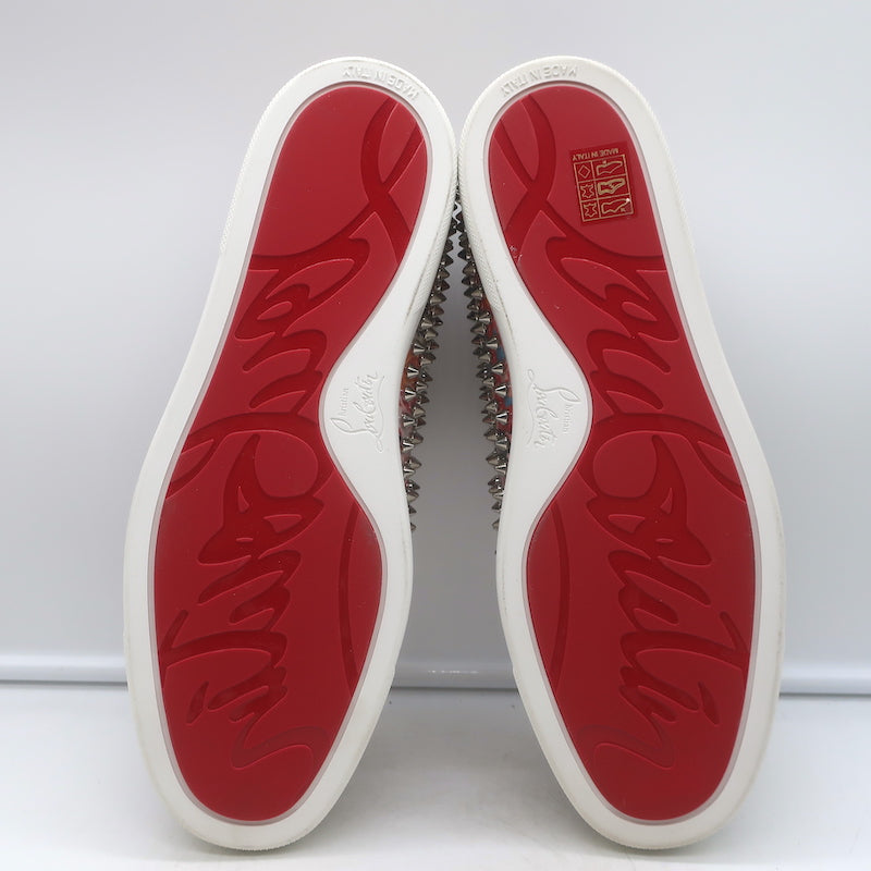Christian Louboutin Roller Boat Spiked Slip-On Sneakers Printed Patent Size 41.5
