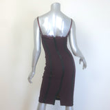 Dolce & Gabbana Mesh Bustier Dress Burgundy Stretch Cotton Size 40 US 0