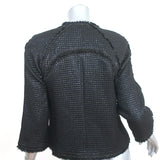 Chanel 09A Ruffle-Trimmed Jacket Black Quilted Silk-Blend Size 36